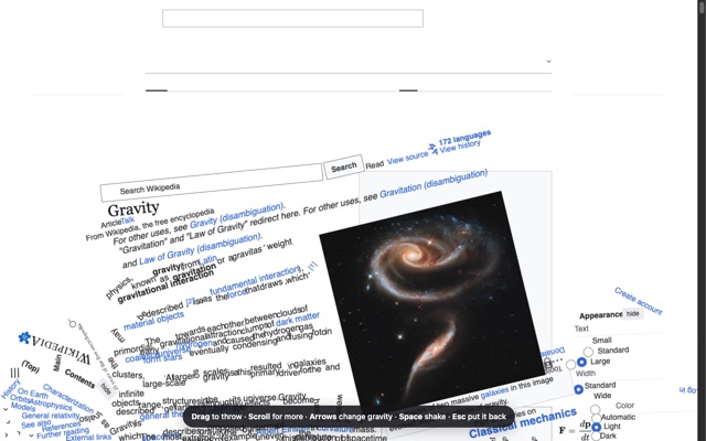 A Wikipedia page fallen into a pile of words